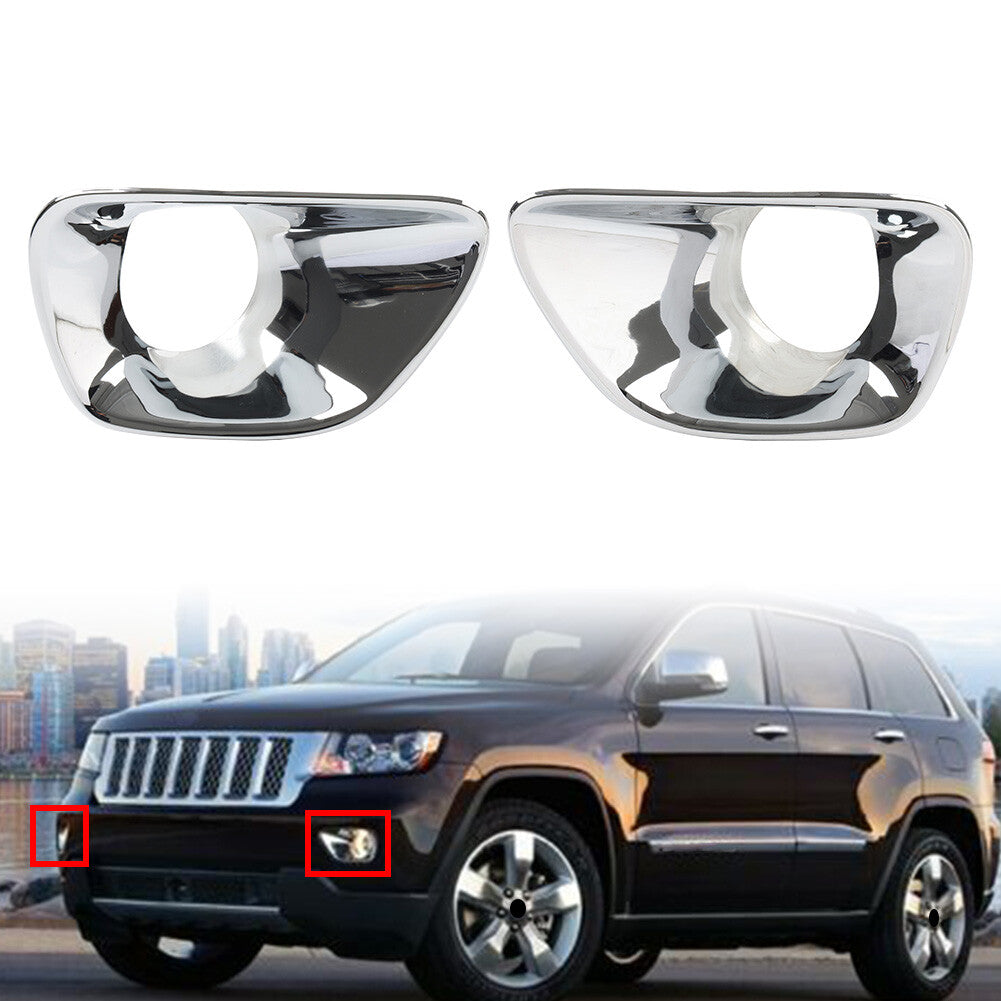 2x Front Fog Lamp Light Cover Chrome Trim for Jeep Grand Cherokee 2011 2012 2013