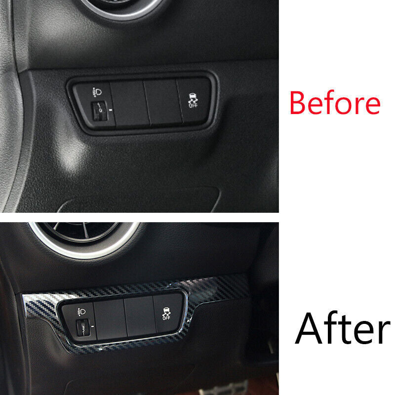 for Kia K3 Forte 2019-2021 Carbon Fiber Headlight Switch Button Cover Trim Frame