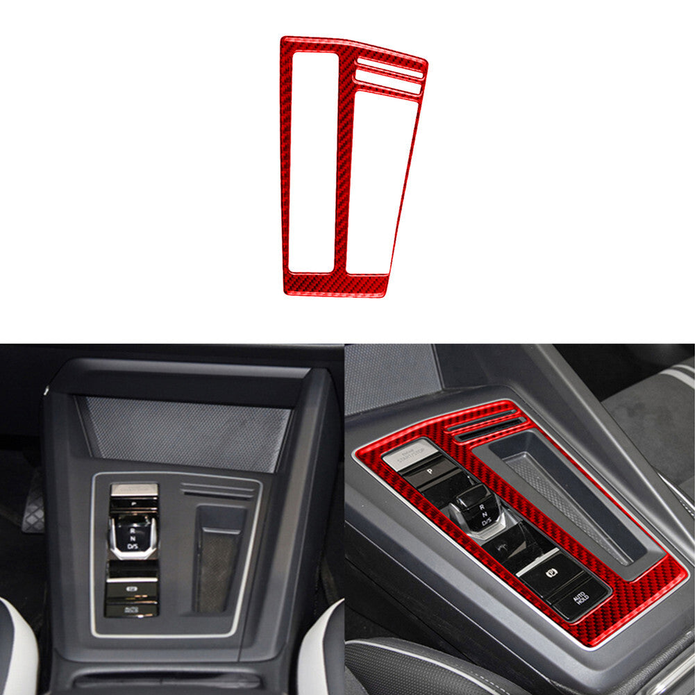 Red Carbon Fiber Gear Shift Panel Cover Trim Sticker for VW for Golf 8 MK8 GTI 2021