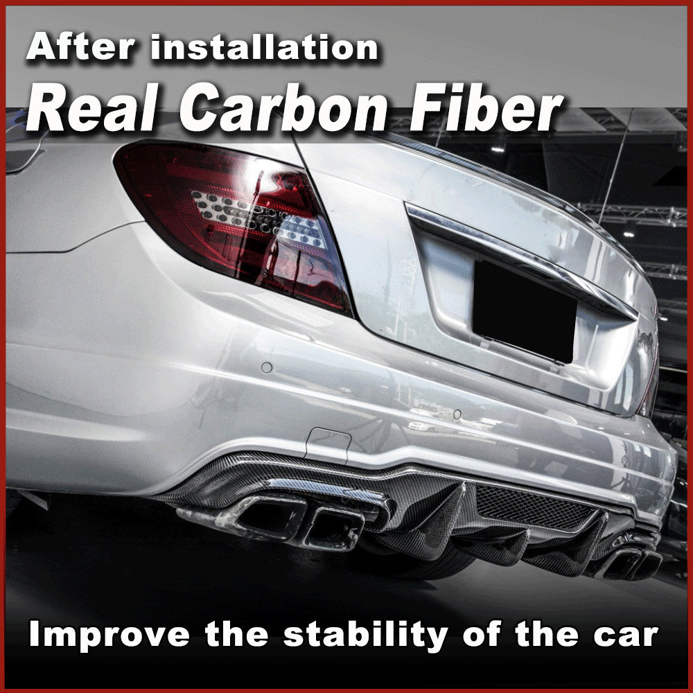 Fit for Mercedes-Benz W204 C63 2012-18 REAL Carbon Rear Bumper Lip Diffuser