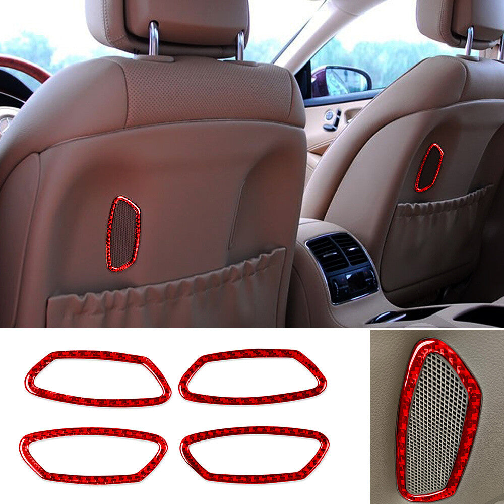 Red Carbon Fiber for Seat Back Air Outlet Vent Cover for Benz CLS Class C219 2004-09