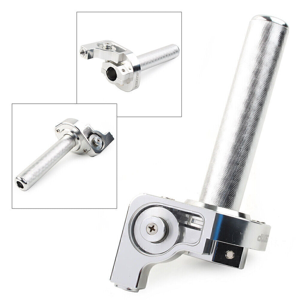 7/8inch CNC Motorcycle Handlebar Hand Grip Twist Throttle Accelerator Silver