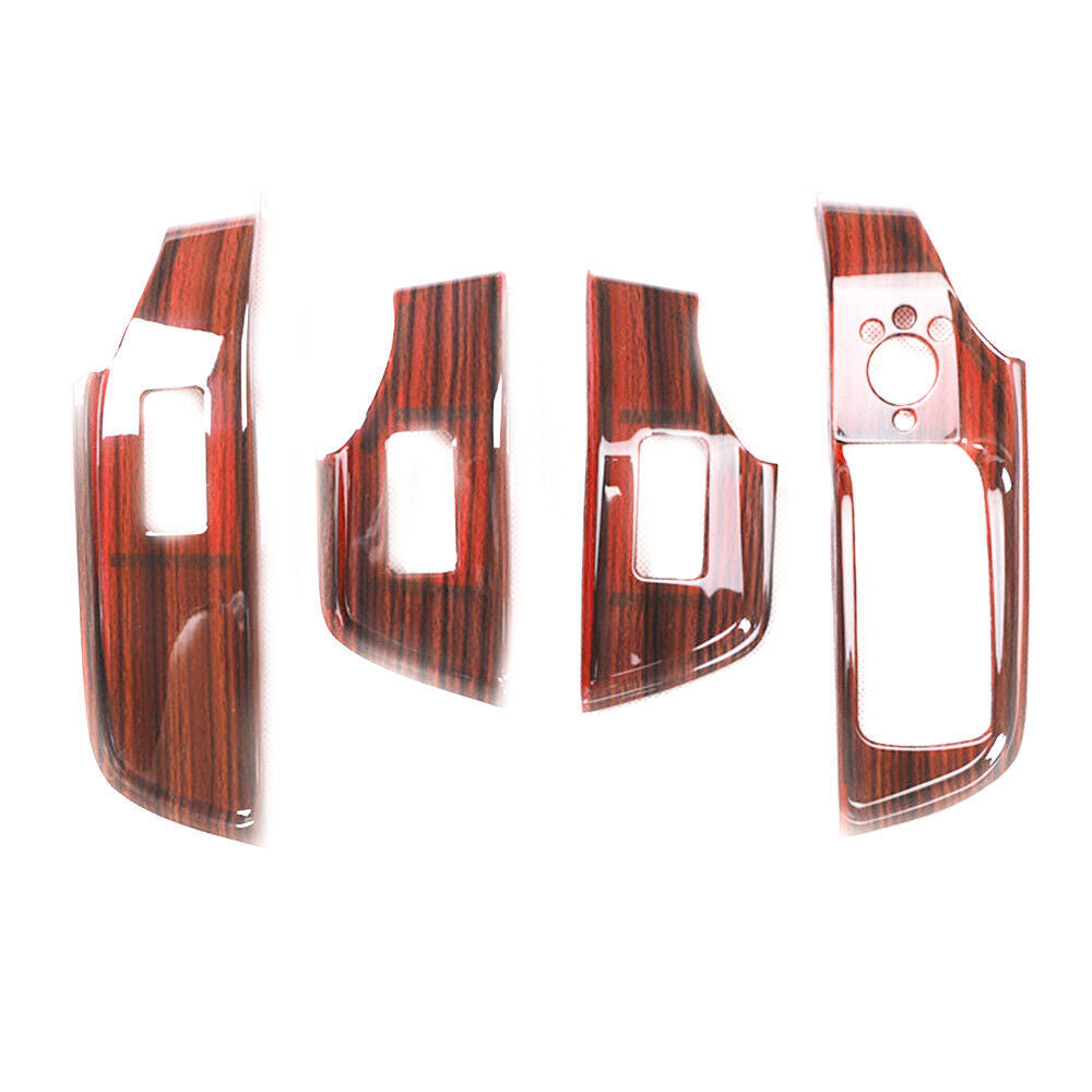 Car Glass Window Lifting Lock Panel Trim 4PCS Fit for Audi Q2L 18-2021 Red Wood