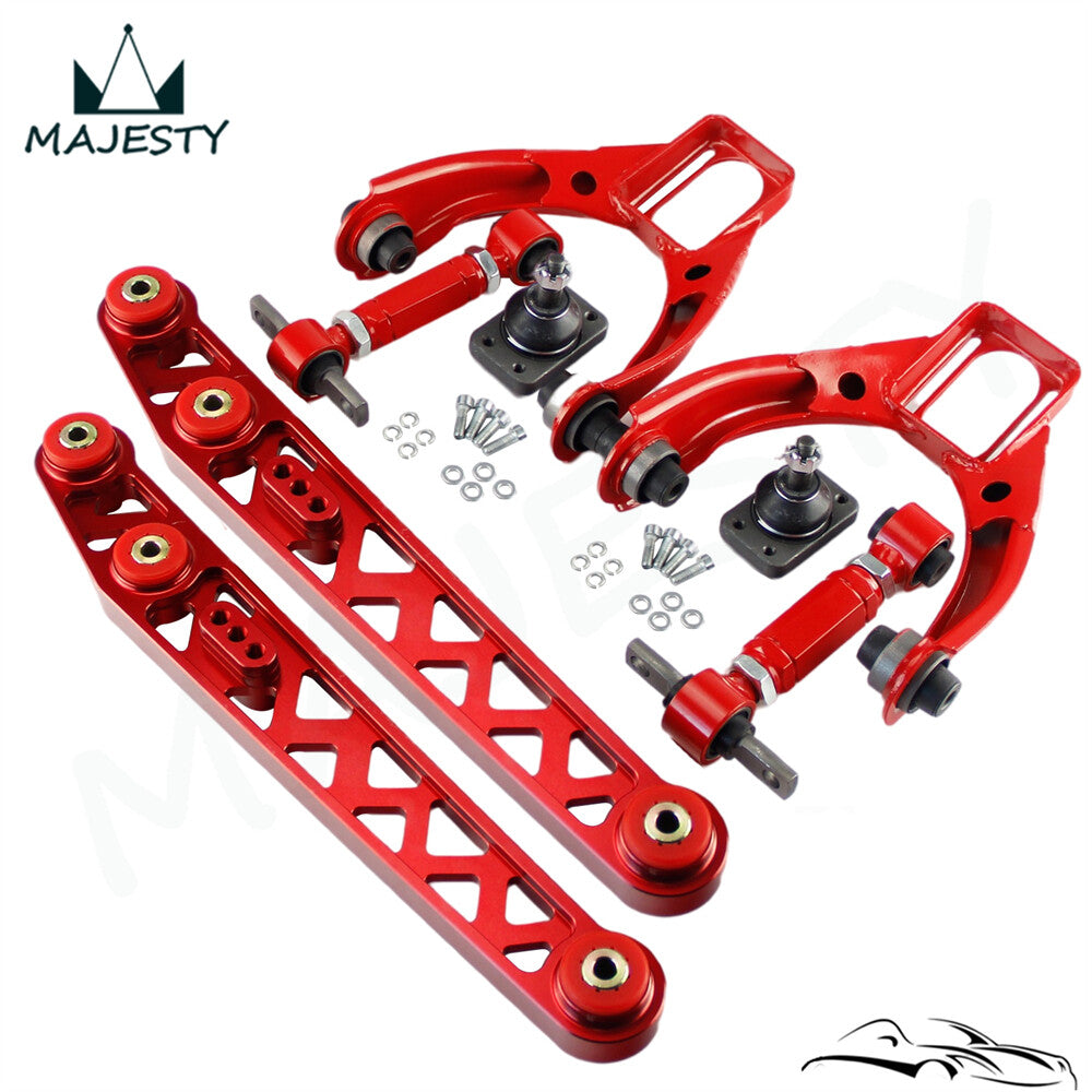 Lower Control Arm LCA+Front Upper+ Rear Camber Kit For 96-00 for Honda for Civic EK Red