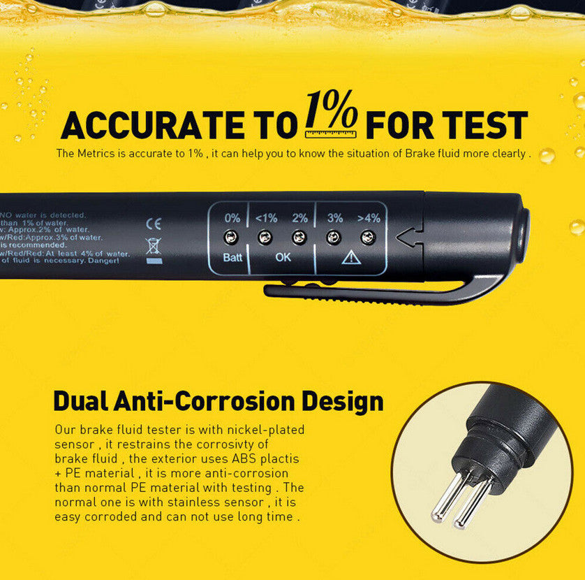 Automotive brake fluid tester diagnostic tool 5 LED pen for oil quality testing suitable for seats for Saab