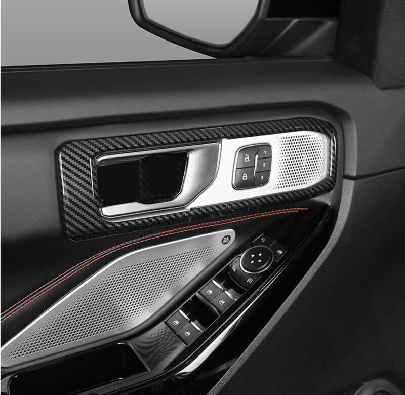 for Ford Explorer 2020-2023 Carbon Fiber ABS Inner Door Handle Bowl Frame Cover