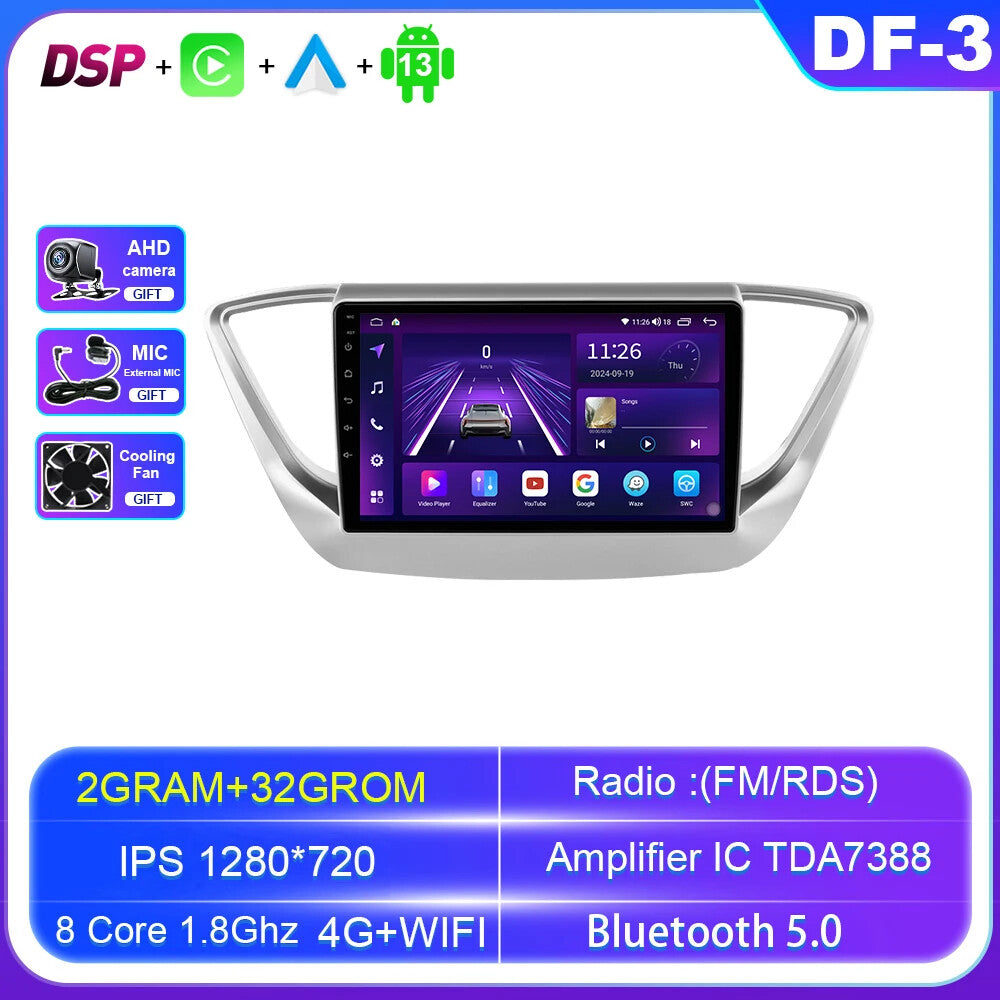 Android Car Radio Screen for Hyundai Verna Solaris 2017-2018 Auto CarPlay Player
