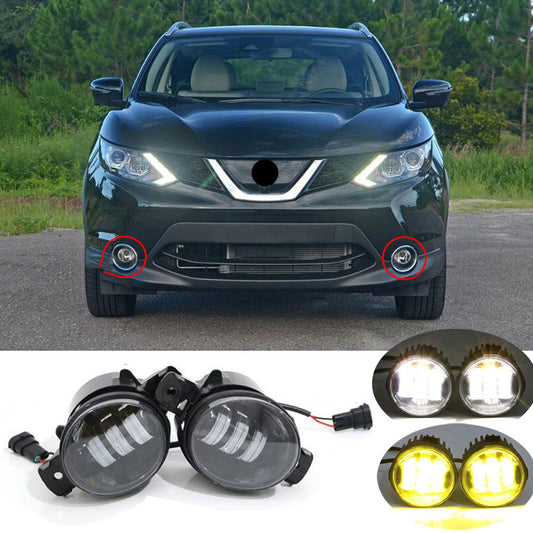 for Nissan Rogue Sport 2017-2019 White Yellow light change LED Front Fog Lamp