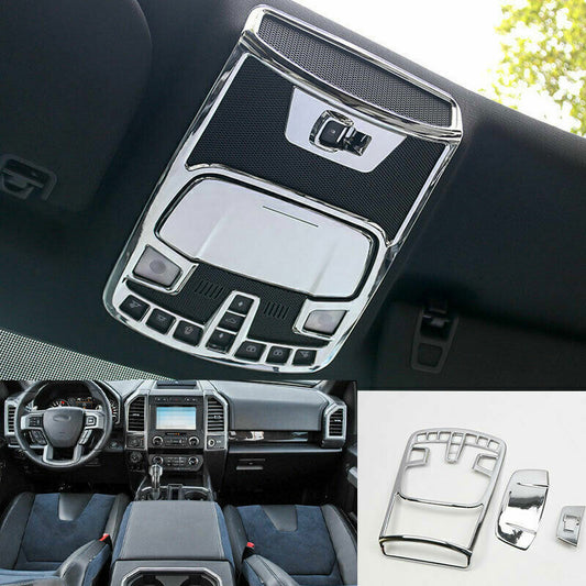 for Ford F-150 2016-2021 ABS Chrome Inner Front Reading Light Lamp Cover Trim