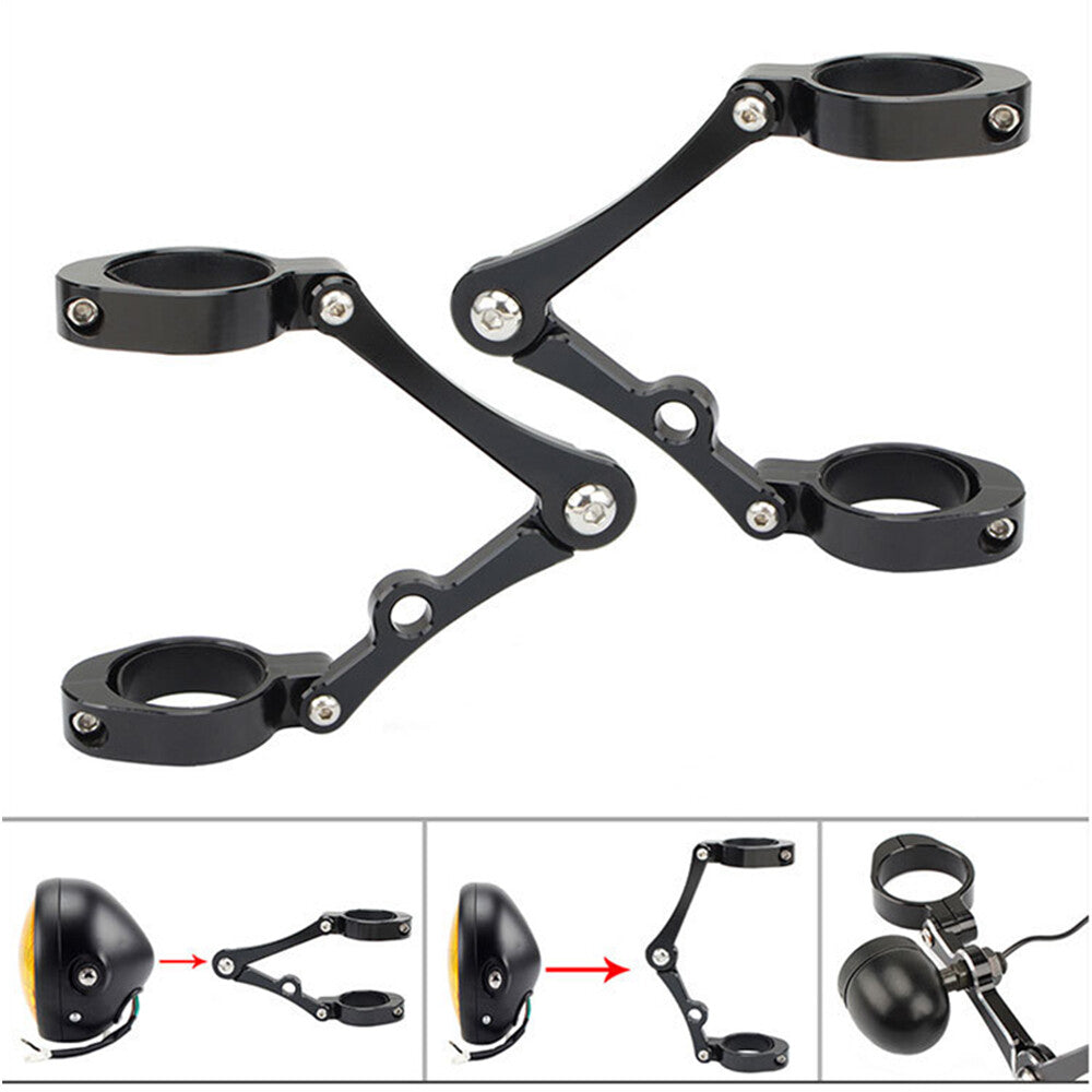 Motorcycle headlight and turn signal brackets are compatible with 39/41 mm fork tubes.