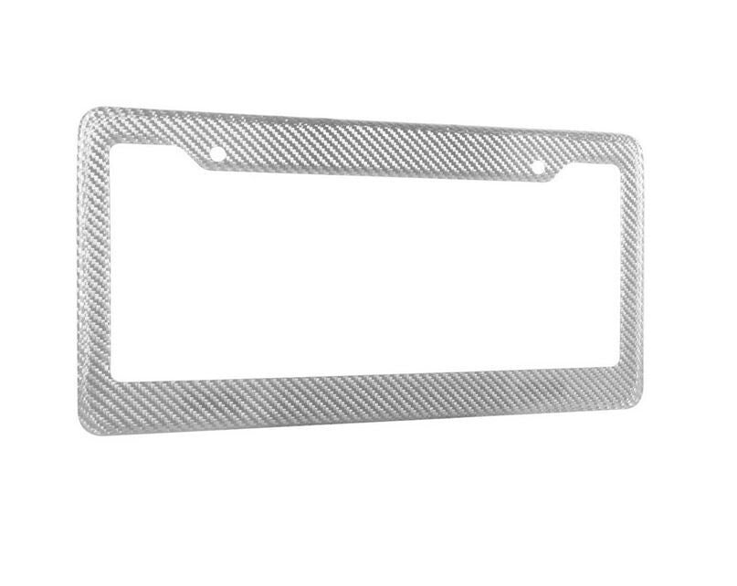 True silver carbon fiber rear cover for car license plate frame on for Kia for Lexus