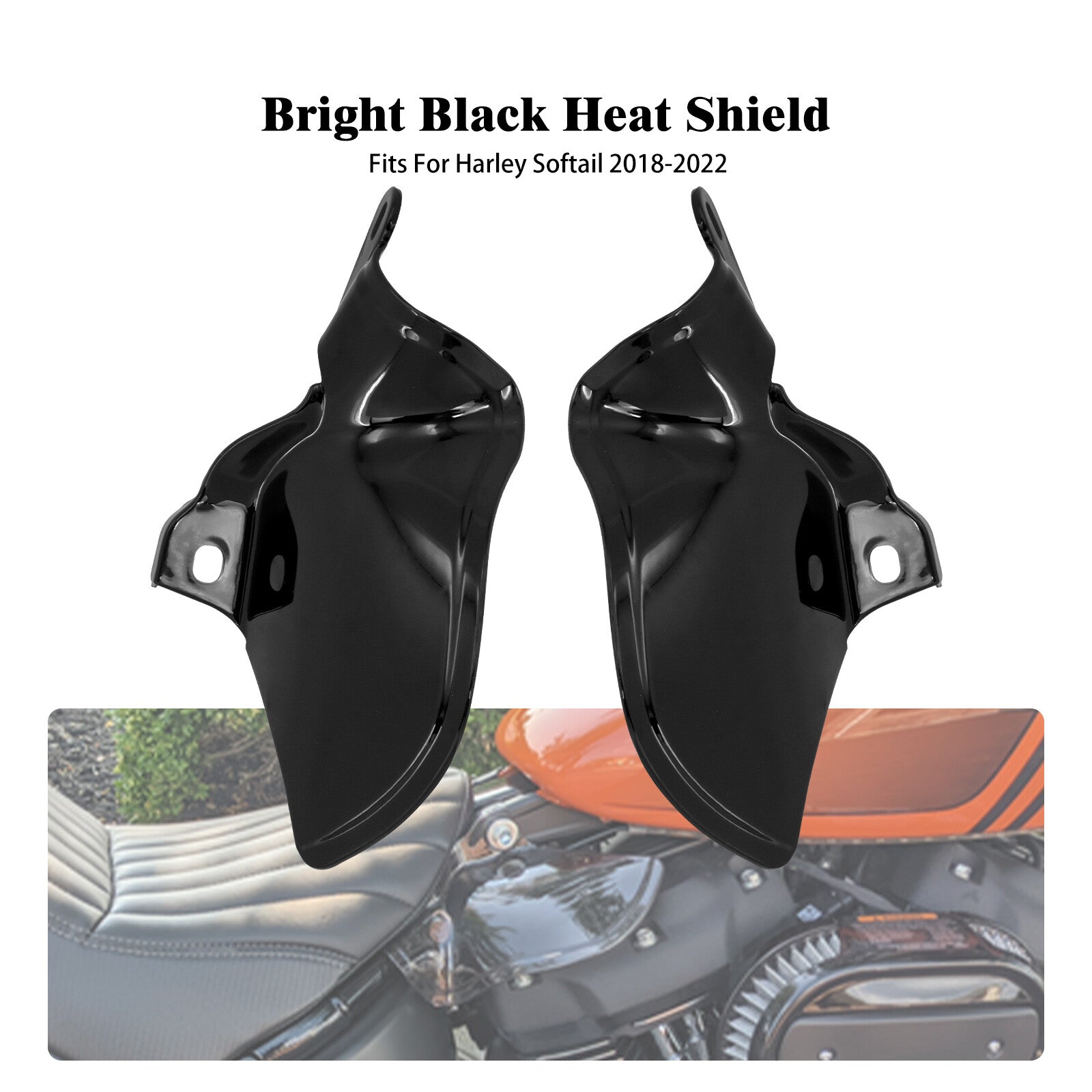 Black Saddle Heat Shield Air Deflectors for Harley Softail Fat Boy Breakout 18+