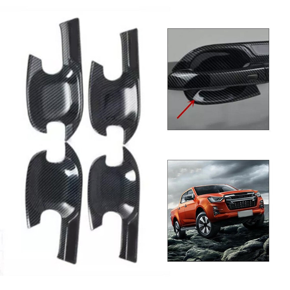 Carbon Fiber Exterior Door Handle Bowl Cover Trim for Isuzu D-Max Dmax 2021-2024