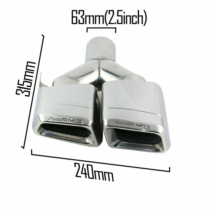 2PCS 2.5'' Exhaust Pipe Double Slant Tailpipe Y Tips for Mercedes-Benz E63 AMG