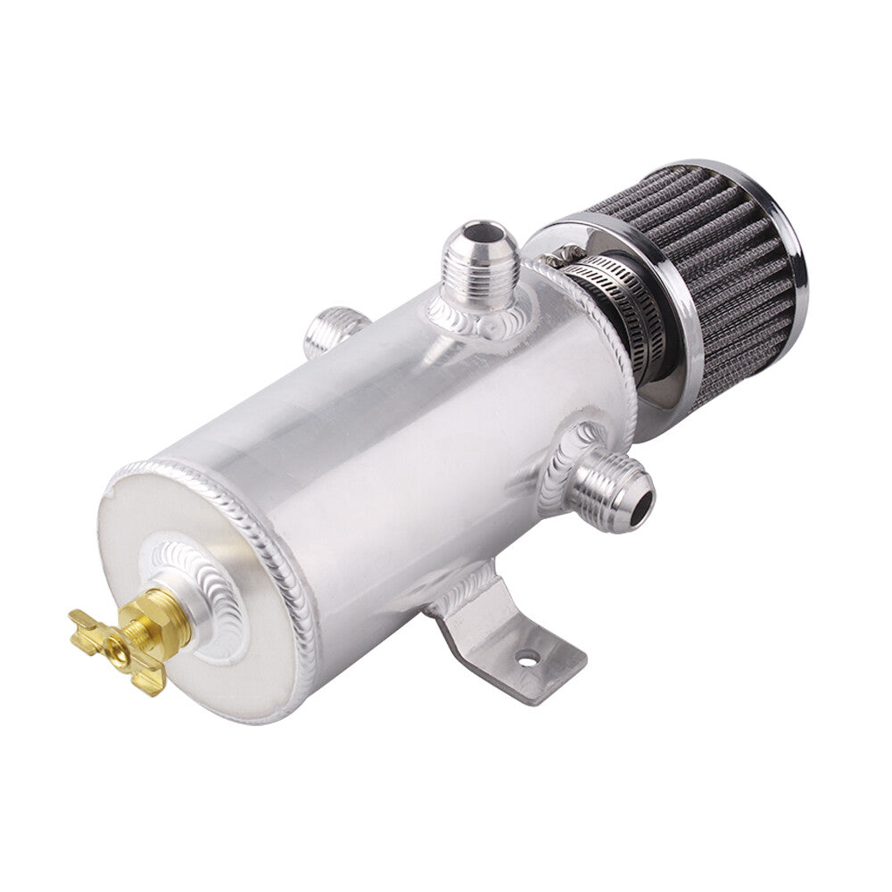 750ml Reservoir 3-AN10 port Aluminum Oil Catch Tank Can Baffled Breather Filter