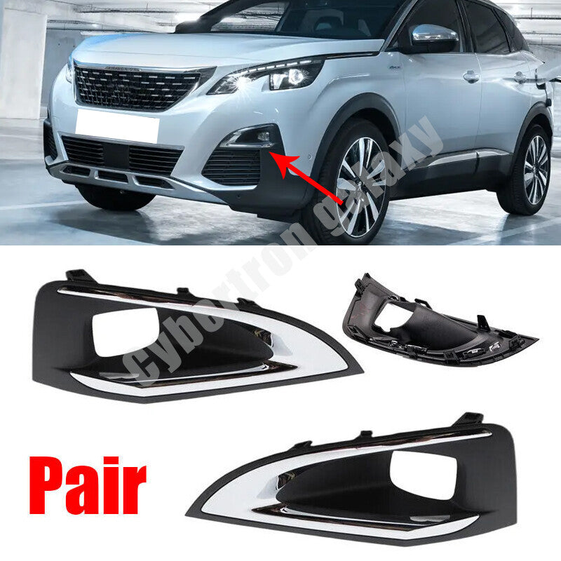 Pair for Peugeot 3008 P84 2016 2017 2018 2019 LHRH Front Bumper Fog Light Cover