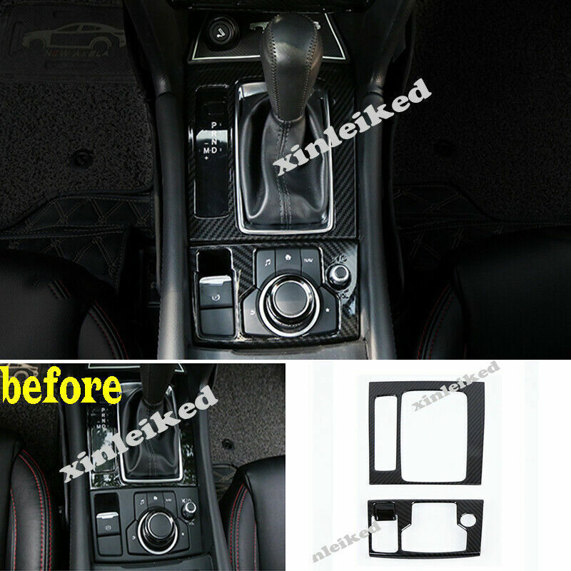 Carbon texture Inner Gear Shift Box Panel Cover Trim for Mazda 3 Axela 2017-2018