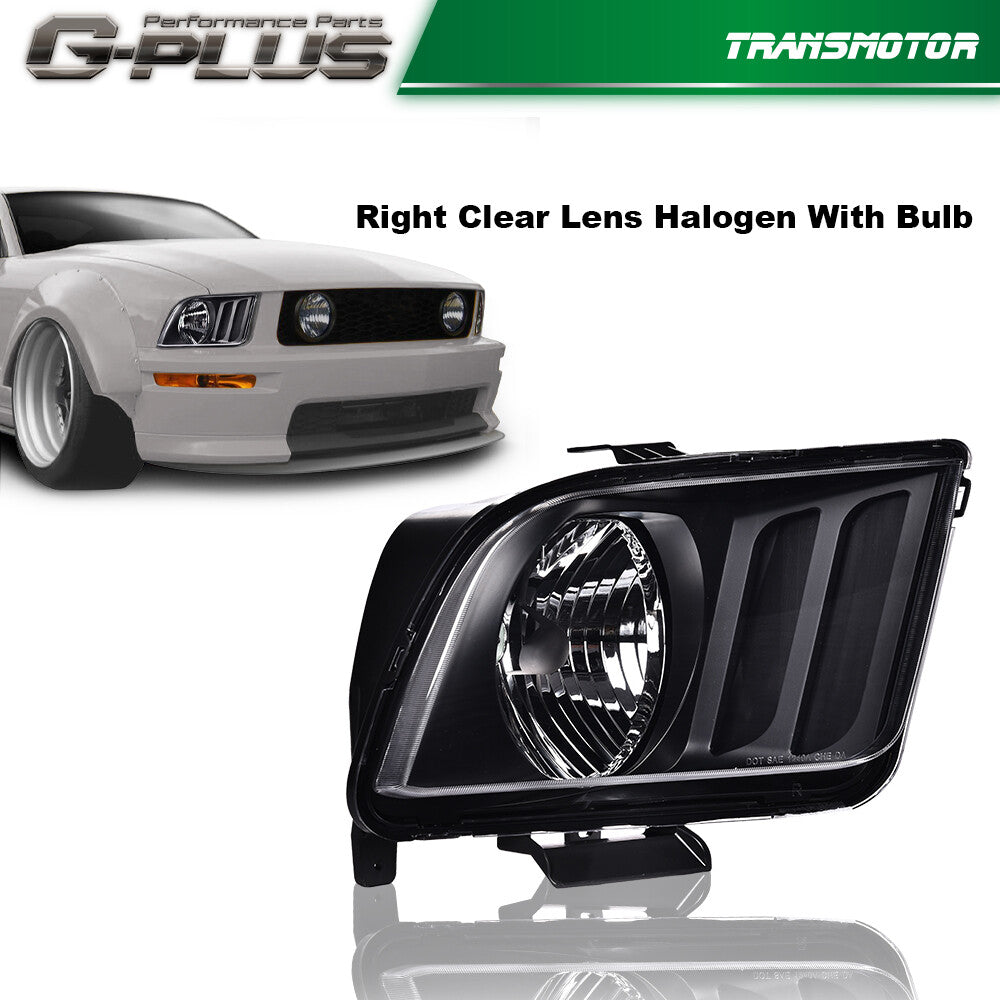 Suitable for 2005-2009 for Ford for Mustang,clear lens, black interior headlights, right-hand side
