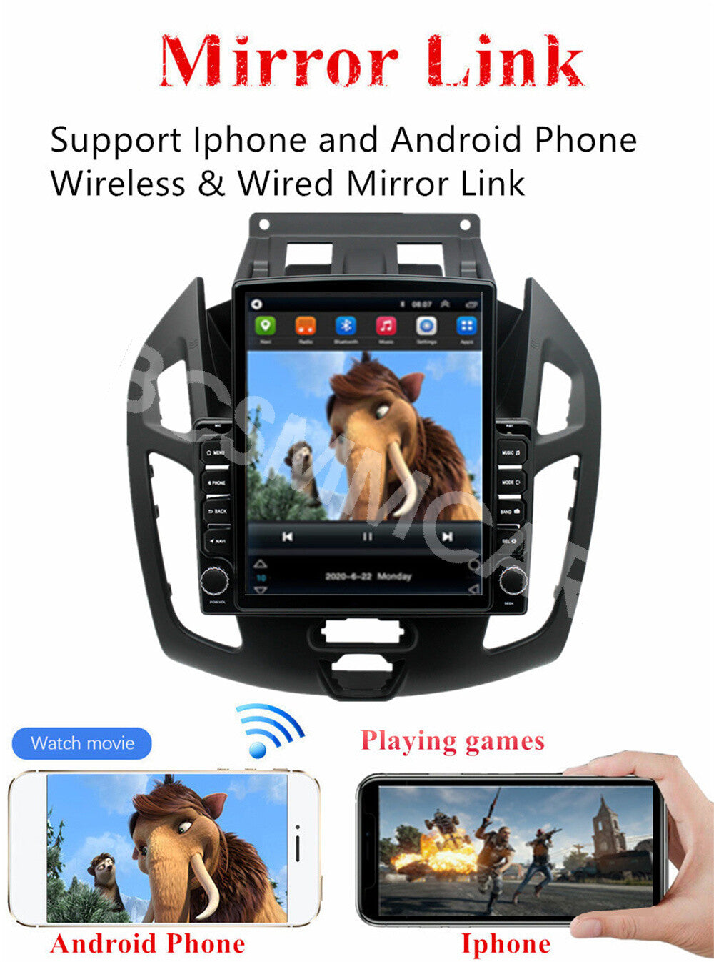 Fit for Ford Tourneo Connect 2014-2018 FM Radio Player Bluetooth GPS Navi WIFI