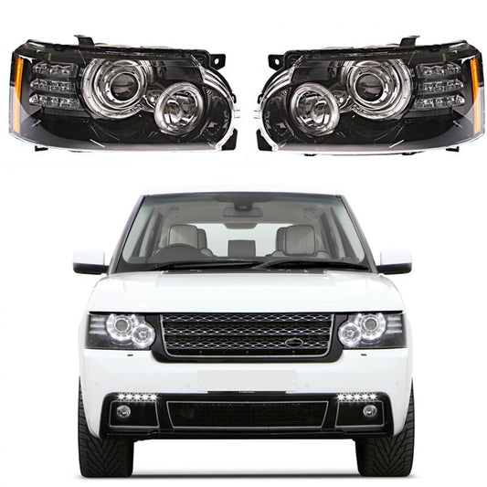 Pair 2010-2012 L322 LED Headlight Assembly Up for Range Rover Vogue 2002-2009