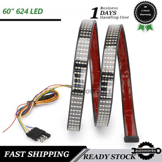 60 4Rows 624 LED Strip Tailgate Light Bar Reverse Brake Signal For Pickup Truck
