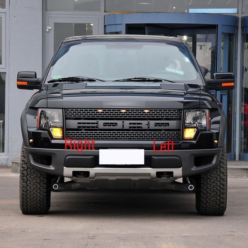 A pair of Beze caps for the front lower bumper hole covers of 2009-2014 for Ford F-150 SVT .