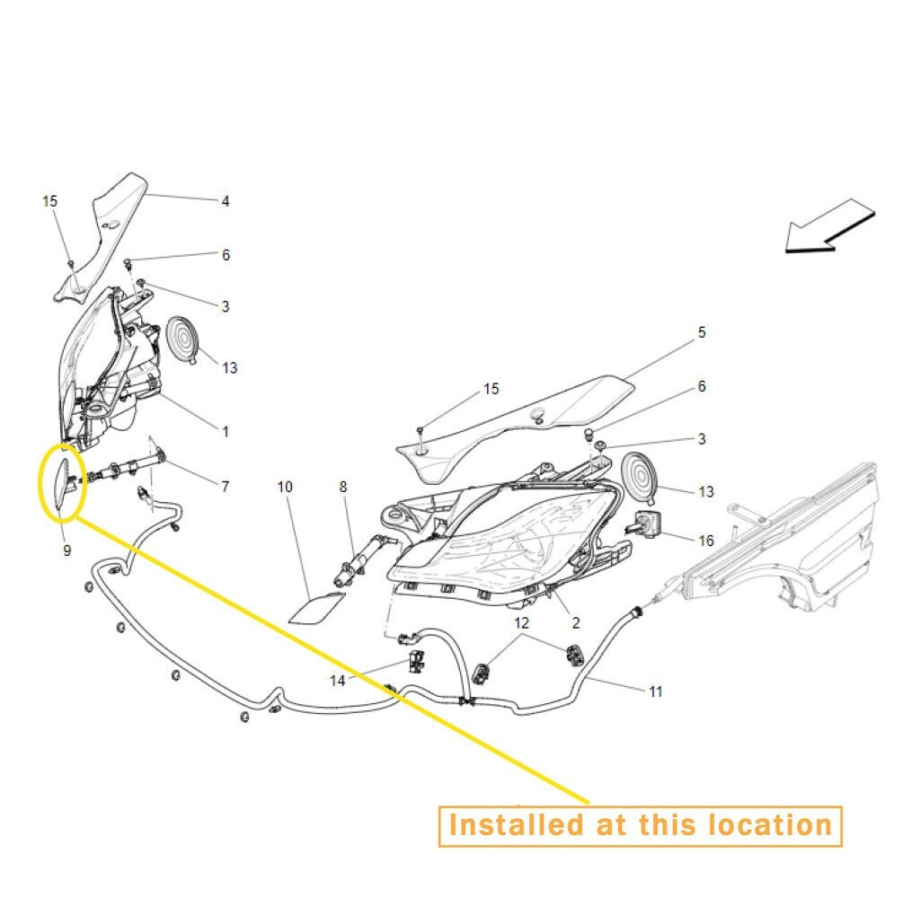 Suitable for Maserati Quattroporte headlight washing machine nozzle cover(R) Equipment Manufacturer: 673008002