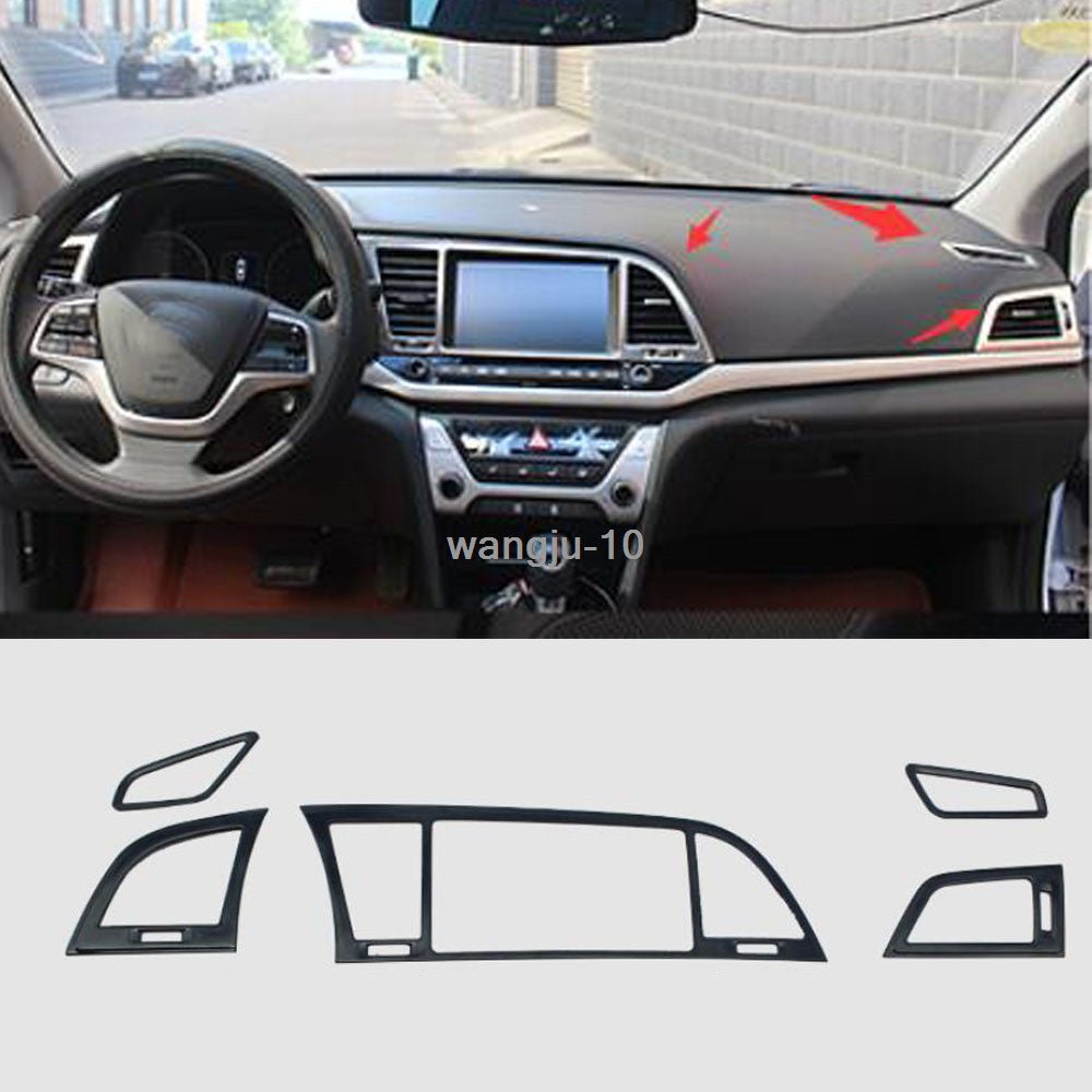 Black Steel Dashboard Air Vent Outlet Cover Trims for Hyundai for Elantra 2017-2019