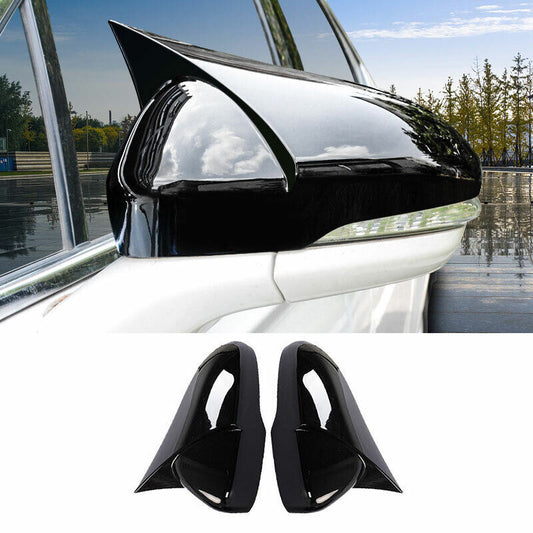 Gloss Black OX Horn Rear View Mirror Cover Trim for Ford Mondeo Fusion 2013-2020