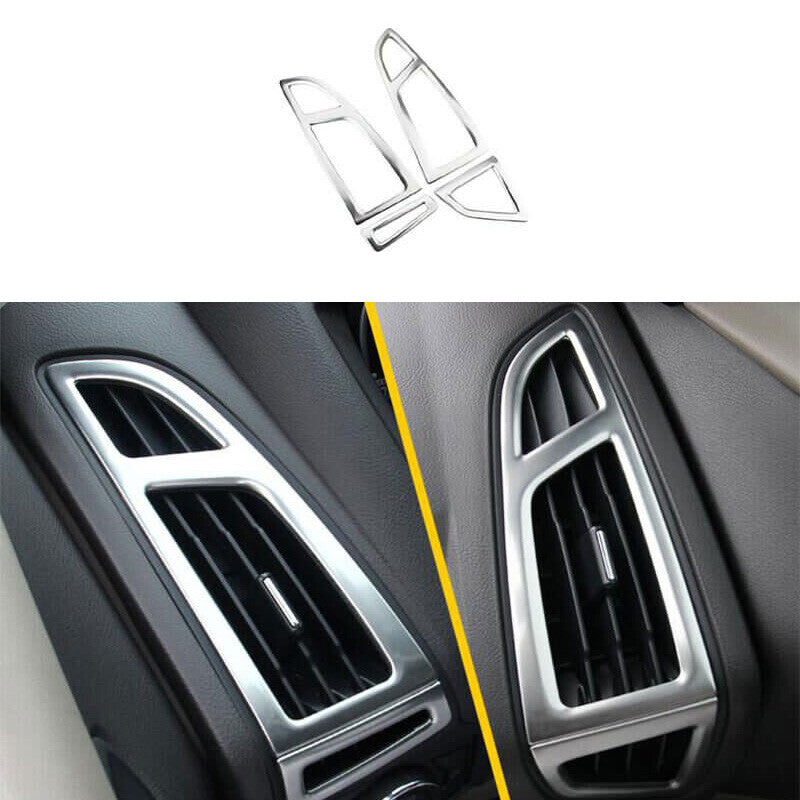 Left And Right Air Outlet Vent Trim 4PCS for Ford Focus 2012-2018 Silver Steel