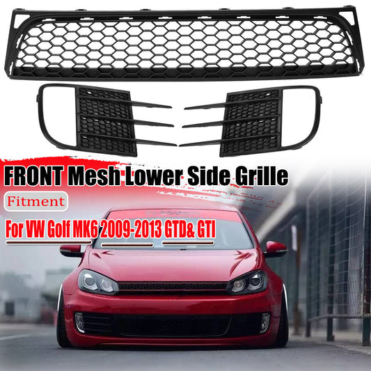 3-piece front bumper grille lower trim cover for 2009-2013 for Volkswagen for Golf GTI MK6 (Honeycomb)