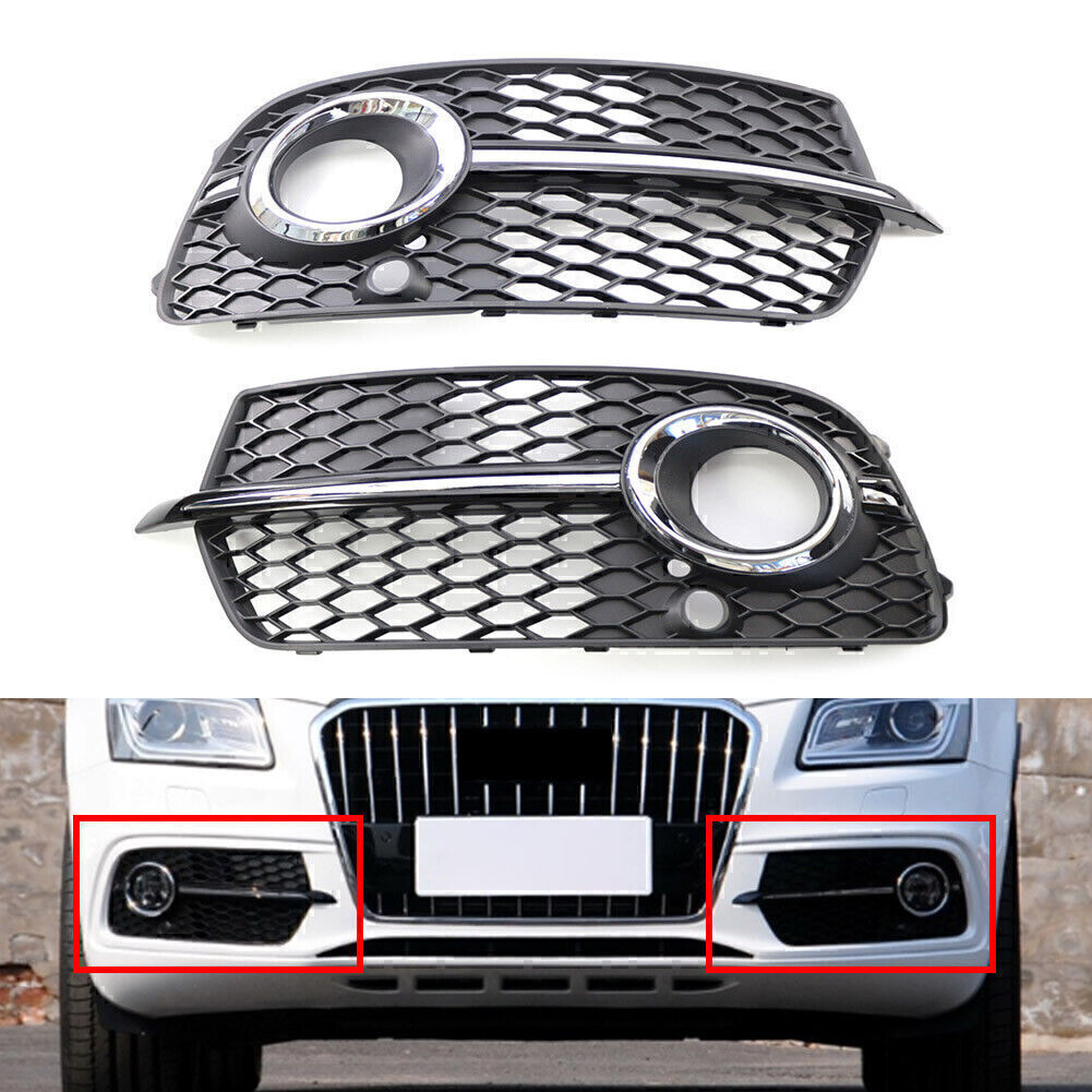 1 Pair Front Fog Lamp Grill Cover Chrome Trim for Audi Q5 2013-2017