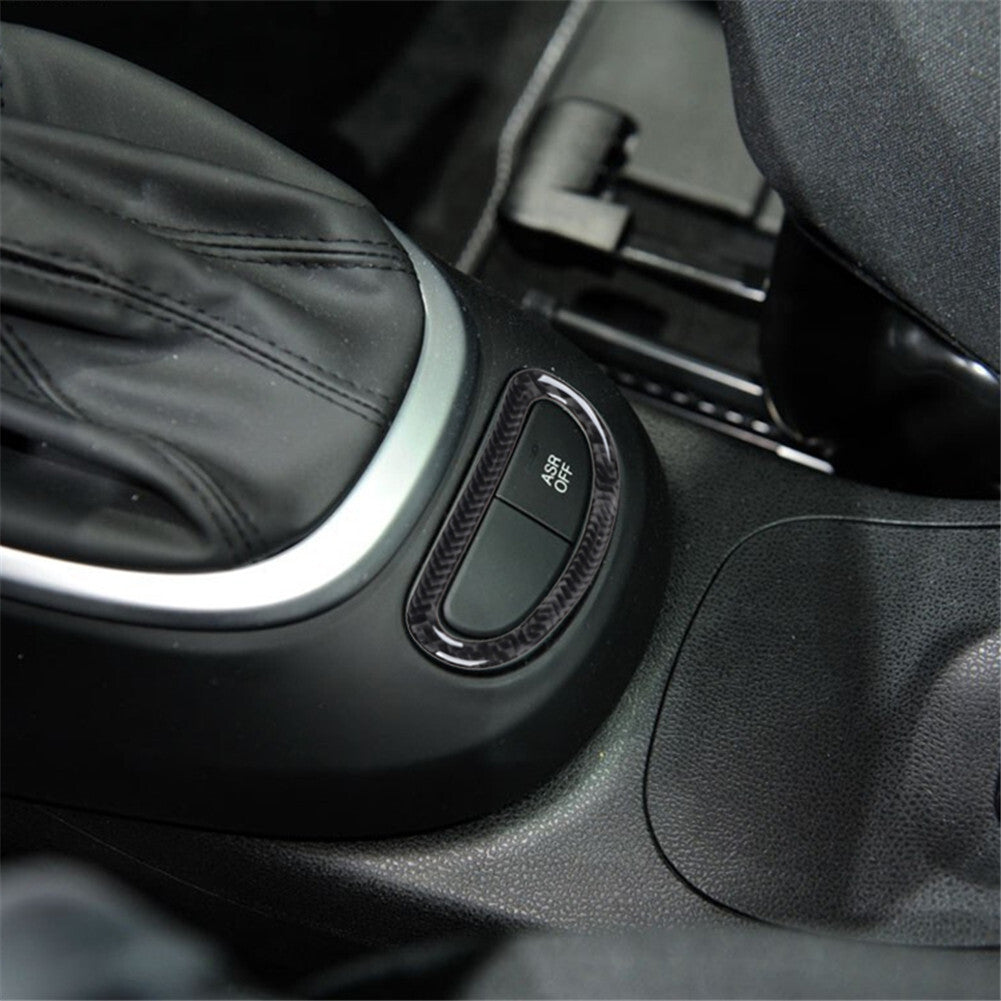 Carbon Fiber Gear Shift Floor Console Buttons Cover Trim For 2014-2017 for Fiat 500L
