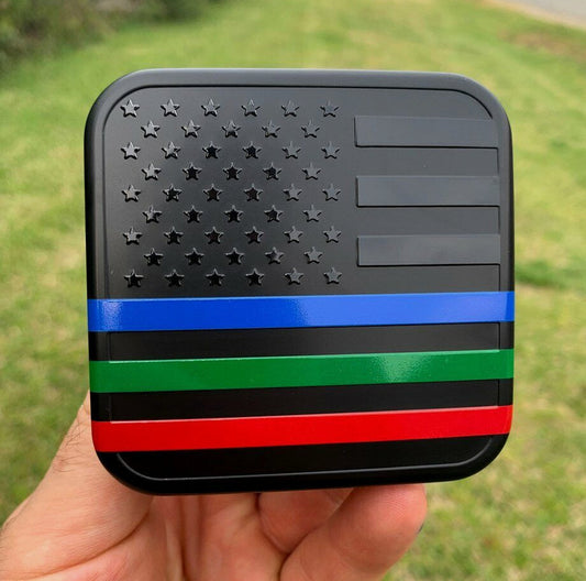 Car mount plug cap tow receiver 2-inch American flag black blue green red for Chevrolet