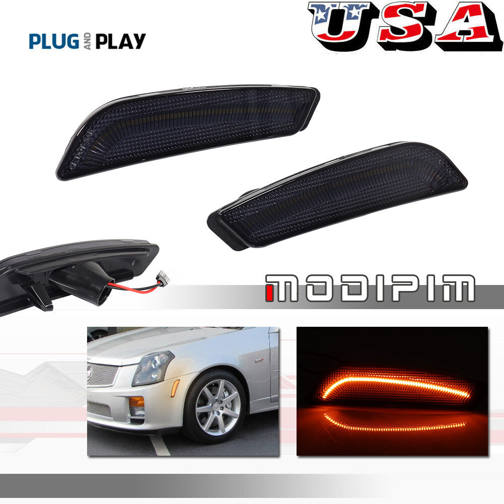 Suitable for 03-07 for Cadillac CTS CTS V front side marker lights, smoke lens, amber LED lights.