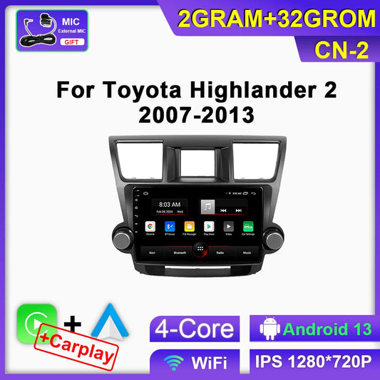 for Toyota Highlander 2 XU40 Android CarPlay Car Radio Multimedia Player Screen