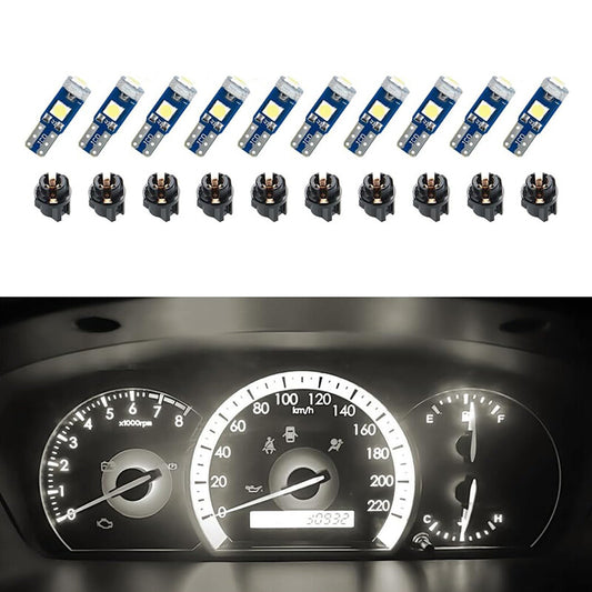 10Pcs T5 LED Lights Car Dashboard High Light Bulb 3030-3SMD Warm White Light