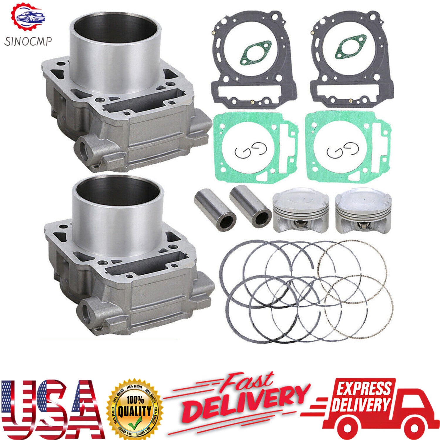 2 Gasket kit 2 CylindersPiston For Can-Am BRP Commander Maverick Outlander 1000