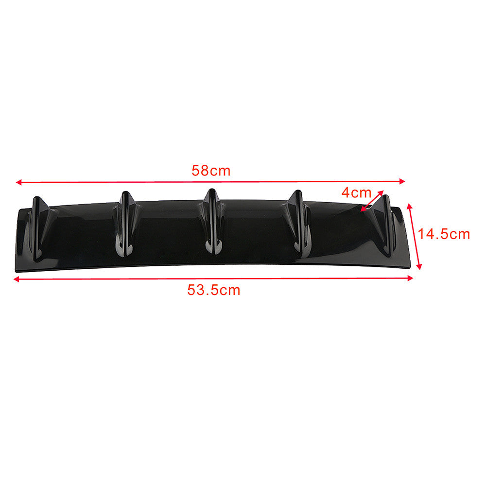 23 x 6 Lower rear bumper diffuser Fin, rear wing lip, Wing splitter, black 5-fin kit