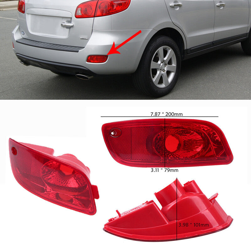 Pair of rear bumper reflector brake lights for Hyundai Santa Fe (CM) 2007 - 2009
