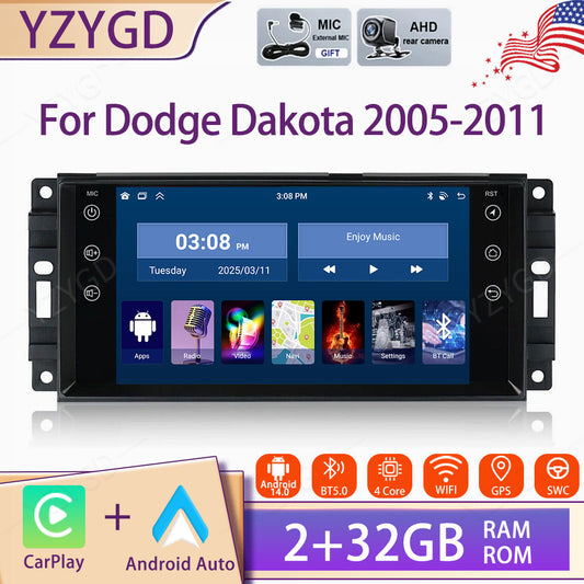 for Dodge Dakota 2005-2011 7Android 14 Carplay Car Stereo Radio GPS Navi Wifi