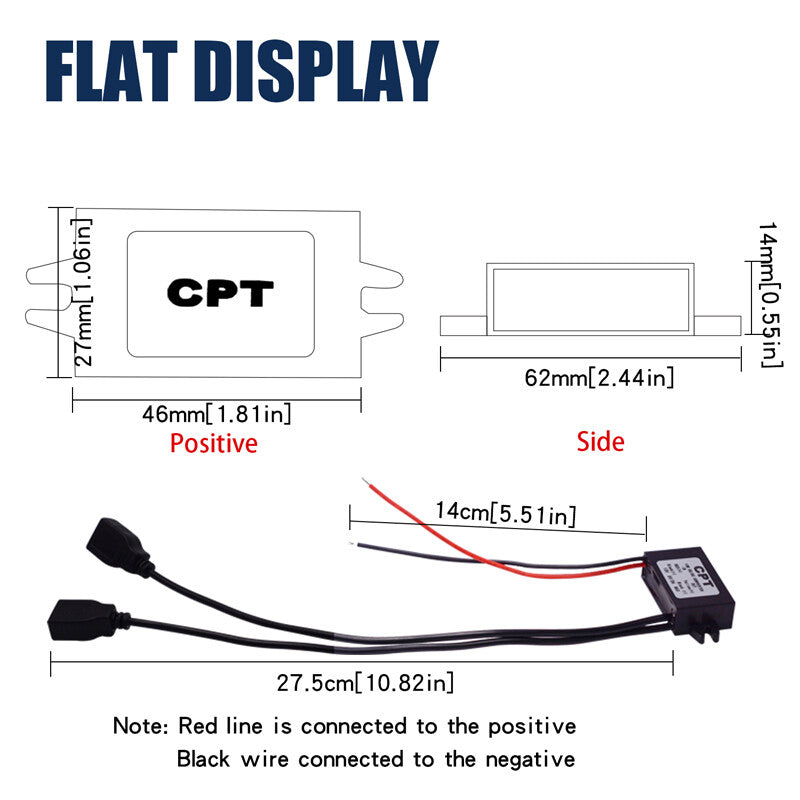 Universal Car Charger 3A 15W DC 12V to DC 5V Wired Dual USB Charger for Dashcams