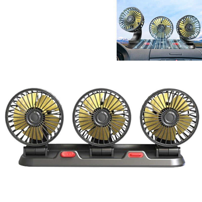 3-Head Car Cooling Fan 2-Speed Adjustable 360¡ã Rotating Cigarette Lighter Plug