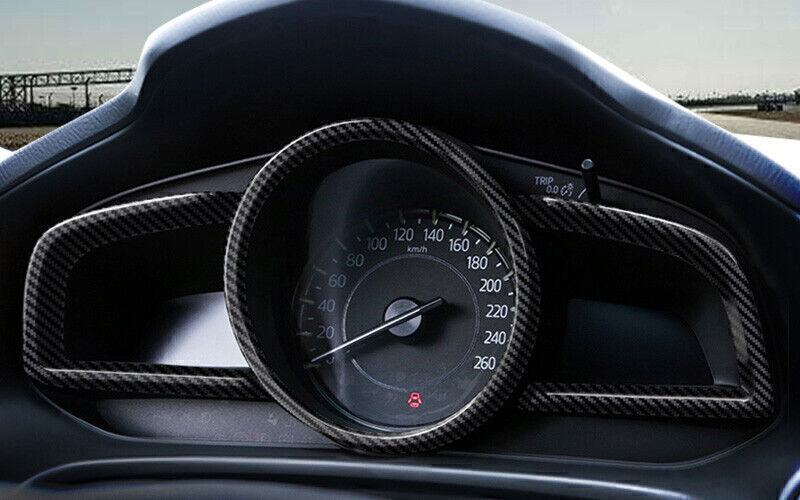 for Mazda 3 Axela 17-2018 Carbon Fiber Look Dash Speedometer Odometer Ring Trim