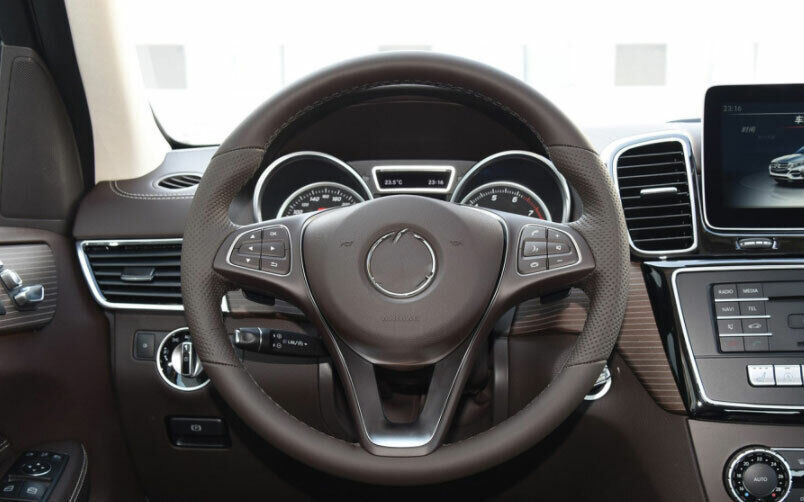for Benz 2016-2019 GLE GLS Black Wood Grain Interior Cover Steering Wheel Trim