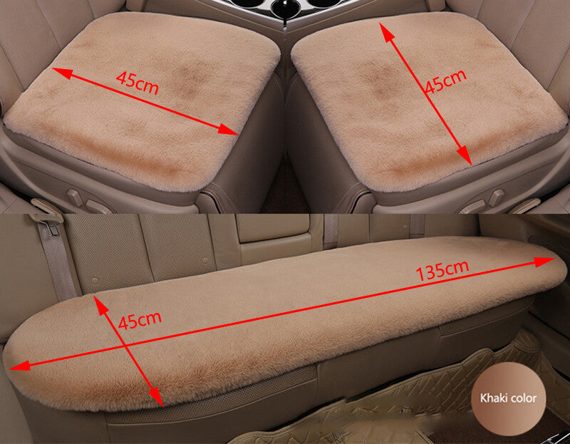 1Pc Car for Seat Cover Front Cushion Plush Soft Comfort Pad Protector Mat Warm Khaki