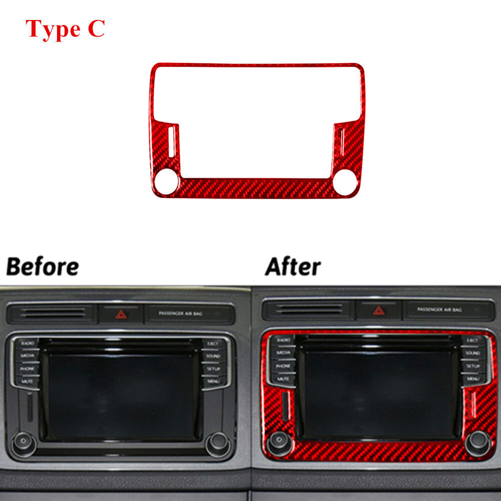Red Carbon Fiber Navigation Console Cover Trim for Volkswagen for Tiguan 2013-2017 C