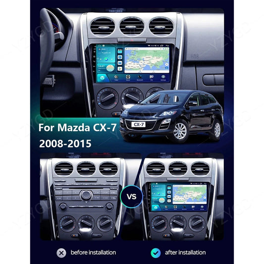 for Mazda CX-7 2008-2015 Android Auto CarPlay Car Radio GPS Stereo Player Screen