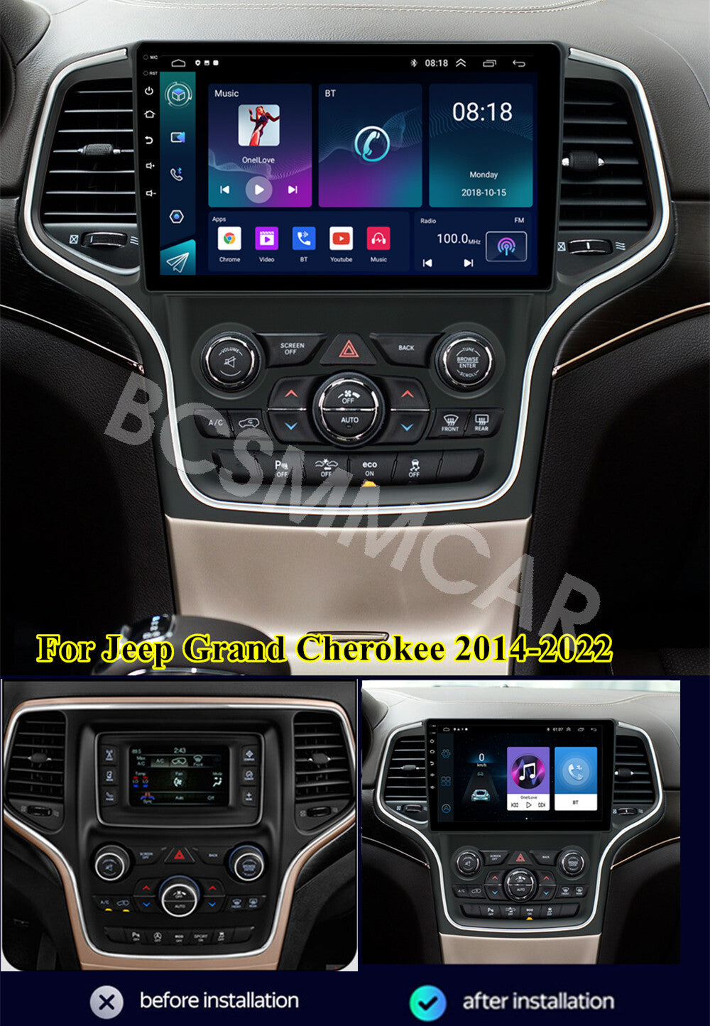 Fit for Jeep Grand Cherokee 2014-2022 Car GPS Stereo Touch Screen Player Radio