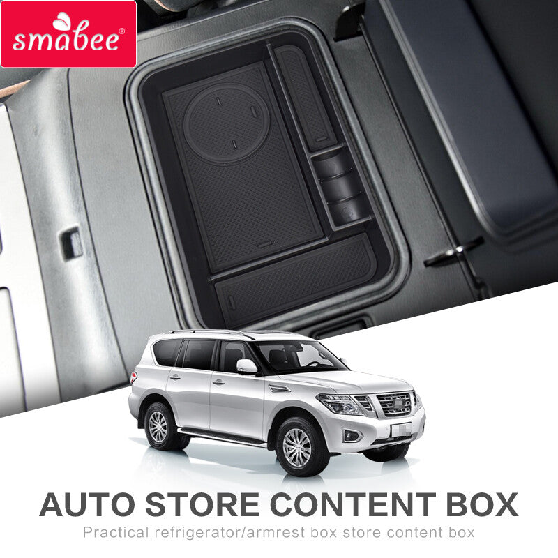 Car Armrest Storage Box for Nissan PATROL Y62 2010 - 2018 Central Console Tray